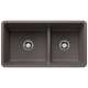 Precis SILGRANIT 33" 60/40 Reversible Double Bowl Undermount Kitchen Sink with Low Divide - Volcano Gray, 443117