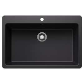 Liven SILGRANIT 33" Super Single Dual Mount Kitchen Sink - Coal Black, 443194