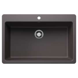 Liven SILGRANIT 33" Super Single Dual Mount Kitchen Sink - Cinder, 443196