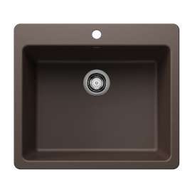 Liven SILGRANIT 25" Single Bowl Dual Mount Kitchen Sink - Café, 443223