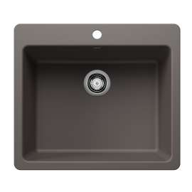 Liven SILGRANIT 25" Single Bowl Dual Mount Kitchen Sink - Volcano Gray, 443224