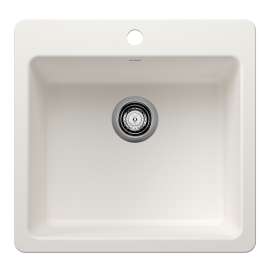 Liven SILGRANIT 21" Single Bowl Dual Mount Kitchen Sink - White, 443229