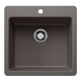 Liven SILGRANIT 21" Single Bowl Dual Mount Kitchen Sink - Volcano Gray, 443232