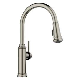 Empressa High Arc Pull-Down Dual-Spray Kitchen Faucet - Satin Platinum, 443245