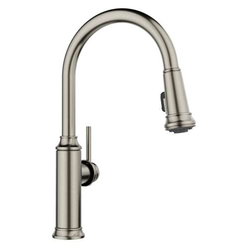 Empressa High Arc Pull-Down Dual-Spray Kitchen Faucet - Satin Platinum, 443245