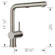 Linus Low Arc Pull-Out Dual-Spray Kitchen Faucet - Satin Platinum, 443251