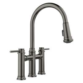 Empressa Pull-Down Dual-Spray Bridge Faucet - Satin Dark Steel, 443263