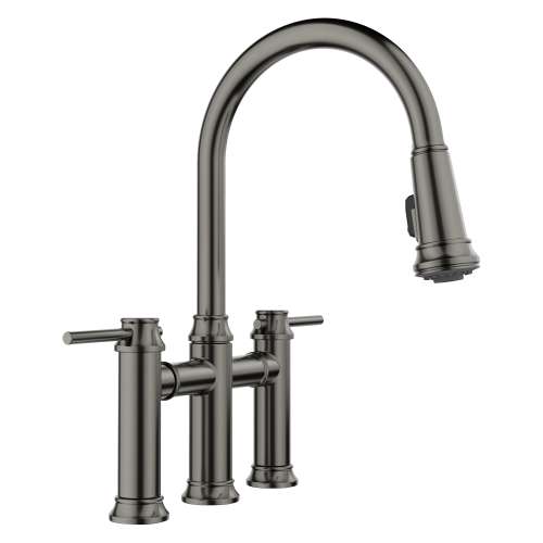 Empressa Pull-Down Dual-Spray Bridge Faucet - Satin Dark Steel, 443263
