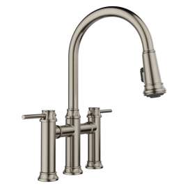 Empressa Pull-Down Dual-Spray Bridge Faucet - Satin Platinum, 443273