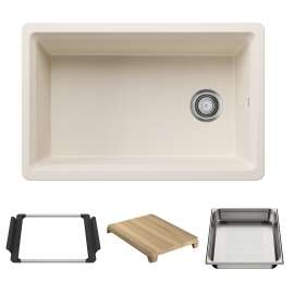 Inteos SILGRANIT 30" Single Bowl Reversible Undermount Workstation Kitchen Sink - Soft White, 443310