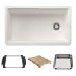 Inteos 443314-527472 33-in Undermount Single Bowl SILGRANIT Workstation Kitchen Sink and Faucet Included in White