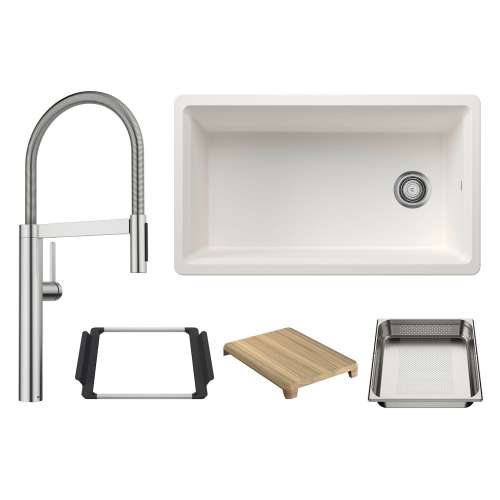 Inteos 33-in Undermount Single Bowl SILGRANIT Workstation Kitchen Sink and Faucet Included