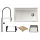 Inteos 443314-527472 33-in Undermount Single Bowl SILGRANIT Workstation Kitchen Sink and Faucet Included in White