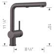 Linus Low Arc Pull-Out Dual-Spray Kitchen Faucet - Cinder, 526369