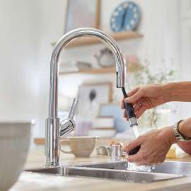 526390-M Urbena Single-Lever Pull-Down Kitchen Faucet with 1.5 GPM in Polished Chrome