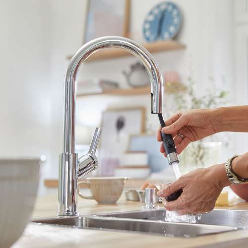 526390-M Urbena Single-Lever Pull-Down Kitchen Faucet with 1.5 GPM in Polished Chrome
