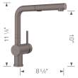 Linus Low Arc Pull-Out Dual-Spray Kitchen Faucet - Volcano Gray, 526962