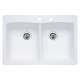 22-In X 33-In Double-Basin Granite Drop-In Or Undermount 2-Hole Residential Kitchen Sink in White