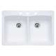 22-In X 33-In Double-Basin Granite Drop-In Or Undermount 3-Hole Residential Kitchen Sink in White
