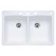 22-In X 33-In Double-Basin Granite Drop-In Or Undermount 4-Hole Residential Kitchen Sink in White