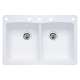 22-In X 33-In Double-Basin Granite Drop-In Or Undermount 5-Hole Residential Kitchen Sink in White