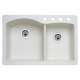 22-In X 33-In Double-Basin Granite Drop-In Or Undermount 4-Hole Residential Kitchen Sink in Biscuit