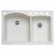 440217-5 22-In X 33-In Double-Basin Granite Drop-In Or Undermount 5-Hole Residential Kitchen Sink in Biscuit