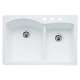 440216-3 22-In X 33-In Double-Basin Granite Drop-In Or Undermount 3-Hole Residential Kitchen Sink in White
