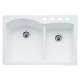 440216-4 22-In X 33-In Double-Basin Granite Drop-In Or Undermount 4-Hole Residential Kitchen Sink in White