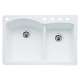 440216-5 22-In X 33-In Double-Basin Granite Drop-In Or Undermount 5-Hole Residential Kitchen Sink in White