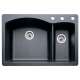 440199-3 22-In X 33-In Double-Basin Granite Drop-In Or Undermount 3-Hole Residential Kitchen Sink in Anthracite