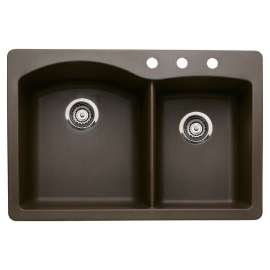 440213-3M Diamond 22-In X 33-In Double-Basin Granite Drop-In Or Undermount 3-Hole Residential Kitchen Sink