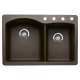 440213-4 22-In X 33-In Double-Basin Granite Drop-In Or Undermount 4-Hole Residential Kitchen Sink in Cafe Brown