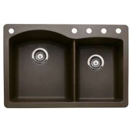 440213-5M Diamond 22-In X 33-In Double-Basin Granite Drop-In Or Undermount 5-Hole Residential Kitchen Sink