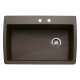 22-In X 33.5-In Single-Basin Granite Drop-In Or Undermount 2-Hole Residential Kitchen Sink in Cafe Brown