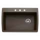 22-In X 33.5-In Single-Basin Granite Drop-In Or Undermount 3-Hole Residential Kitchen Sink in Cafe Brown