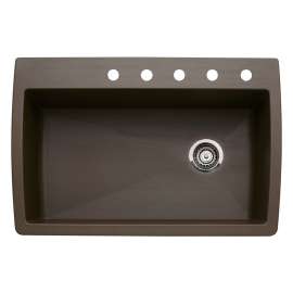 22-In X 33.5-In Single-Basin Granite Drop-In Or Undermount 5-Hole Residential Kitchen Sink