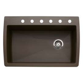 22-In X 33.5-In Single-Basin Granite Drop-In Or Undermount 6-Hole Residential Kitchen Sink
