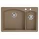 441282-2 22-In X 33-In Double-Basin Granite Drop-In Or Undermount 2-Hole Residential Kitchen Sink in Truffle