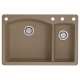 441282-4 22-In X 33-In Double-Basin Granite Drop-In Or Undermount 4-Hole Residential Kitchen Sink in Truffle
