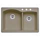 441283-3 22-In X 33-In Double-Basin Granite Drop-In Or Undermount 3-Hole Residential Kitchen Sink in Truffle