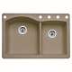 441283-5 22-In X 33-In Double-Basin Granite Drop-In Or Undermount 5-Hole Residential Kitchen Sink in Truffle