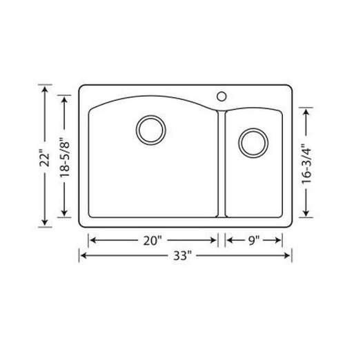 440197M Diamond 22-In X 33-In Double-Basin Granite Drop-In Or Undermount 1-Hole Residential Kitchen Sink