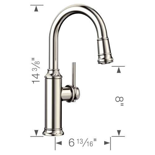 Pull Down Bar Faucet 1.5 gpm in Polished Nickel