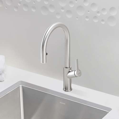 526389 Urbena Single-Lever Pull-Down Kitchen Faucet with 1.5 GPM in Classic Steel