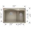 Diamond 70/30 Double Bowl Dual Mount Kitchen Sink in Truffle