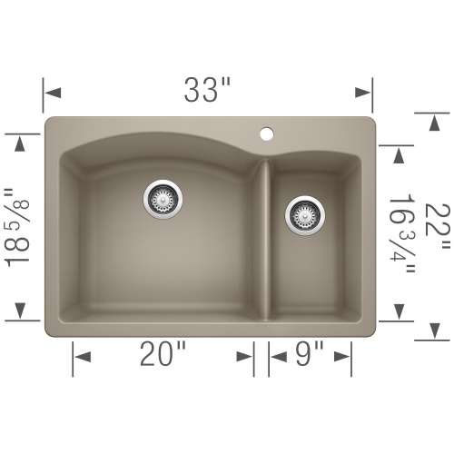 Diamond 70/30 Double Bowl Dual Mount Kitchen Sink in Truffle