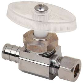 1/2 in. Nom Barb x 1/4 in. O.D. Comp Crimp PEX - Straight Multi-Turn Stop