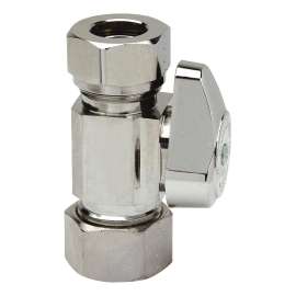 1/2 in. Nom Comp x 7/16 in. & 1/2 in. O.D. Slip-Joint - Straight 1/4 Turn Stop