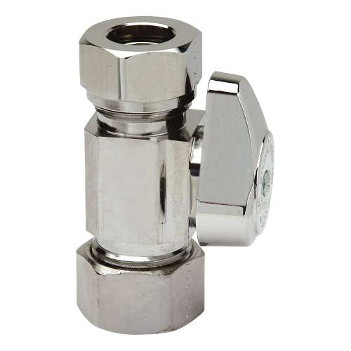 1/2 in. Nom Comp x 7/16 in. & 1/2 in. O.D. Slip-Joint - Straight 1/4 Turn Stop